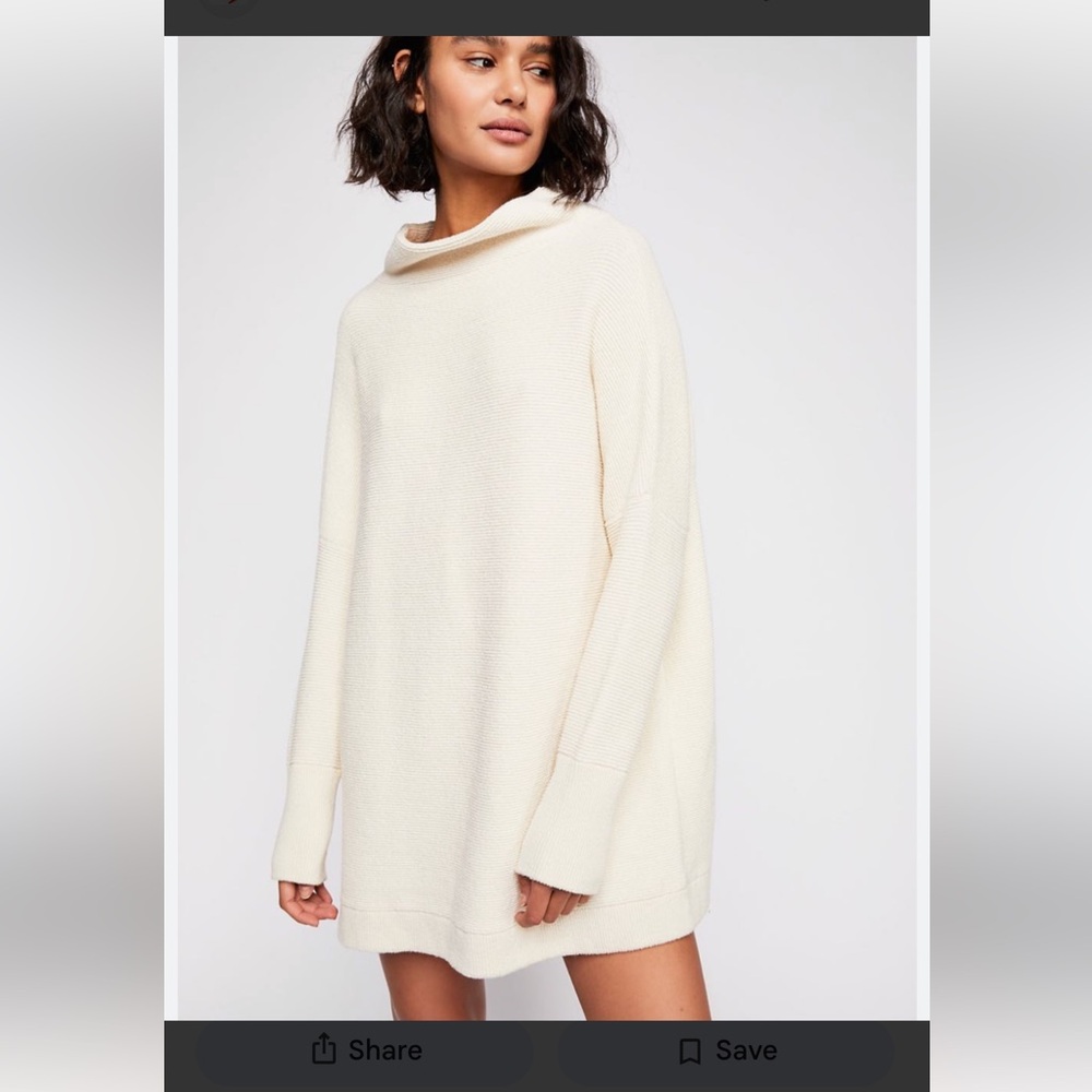 FREE PEOPLE SLOUCHY OTTOMAN TUNIC SWEATER ECRU